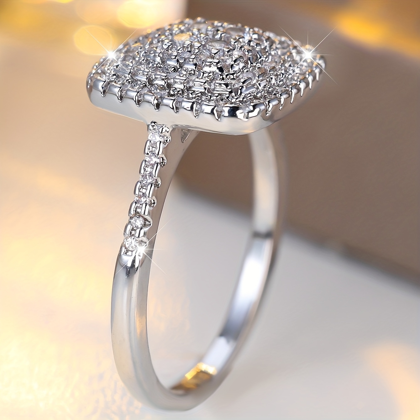 Women's Minimalist Square White Synthetic Zirconia Ring